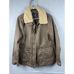 Mack Jacket Mens Large Brown Canvas Sherpa Collar Lined Workwear Coat M4724